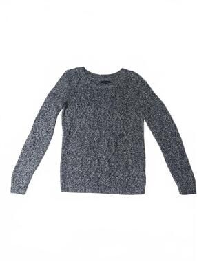 Tommy Hilfiger Sweater Womens Medium Cable Knit Long Sleeve Gray Black